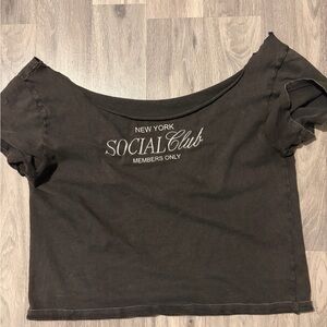 Garage Black Crop Top with New York Social Club Design